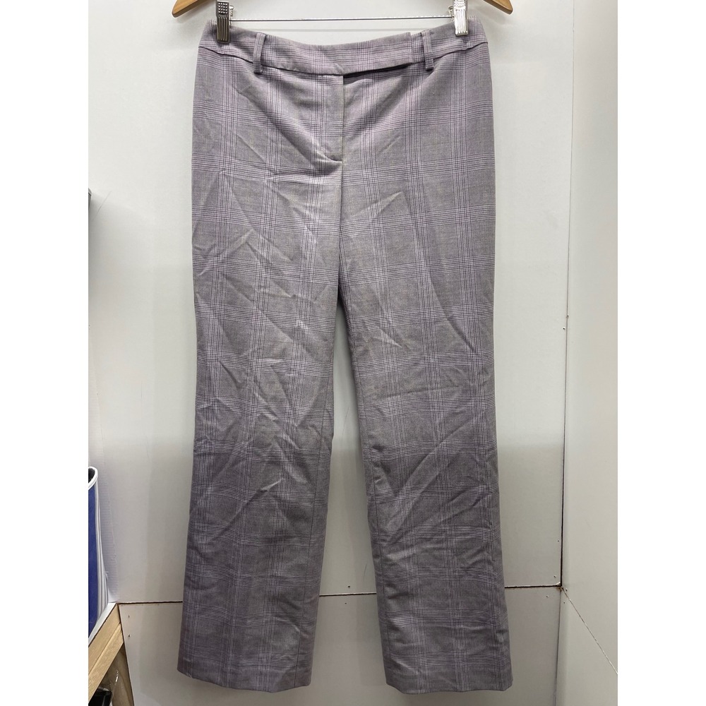 Ann Taylor Petites Plaid Dress Pants Purple Gray Glen Check Trousers 4P 0711006
